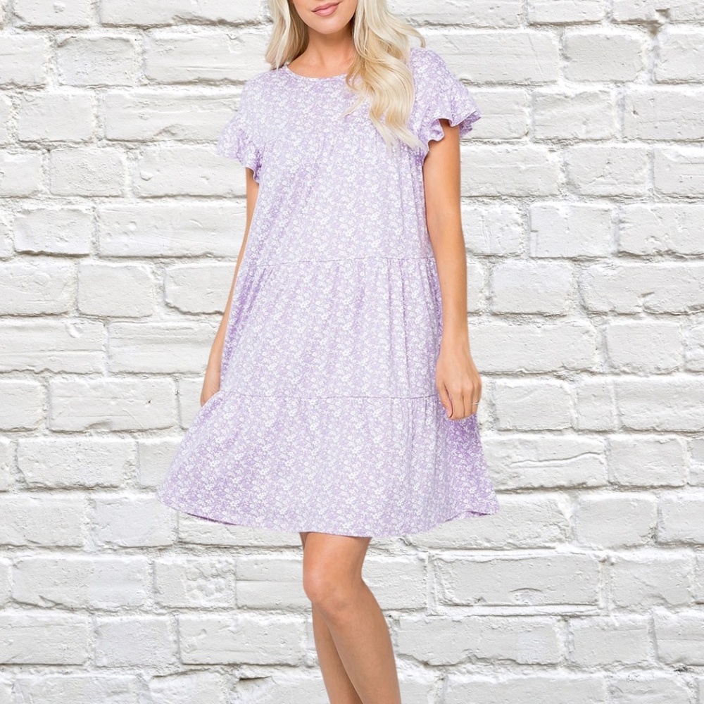 Women’s Plus Size Spring Purple Floral Babydoll Dress, ONLY TWO LEFT!